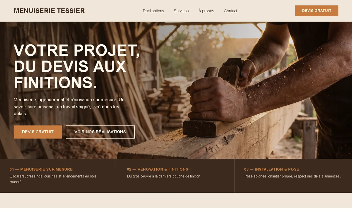 Maquette site vitrine artisan