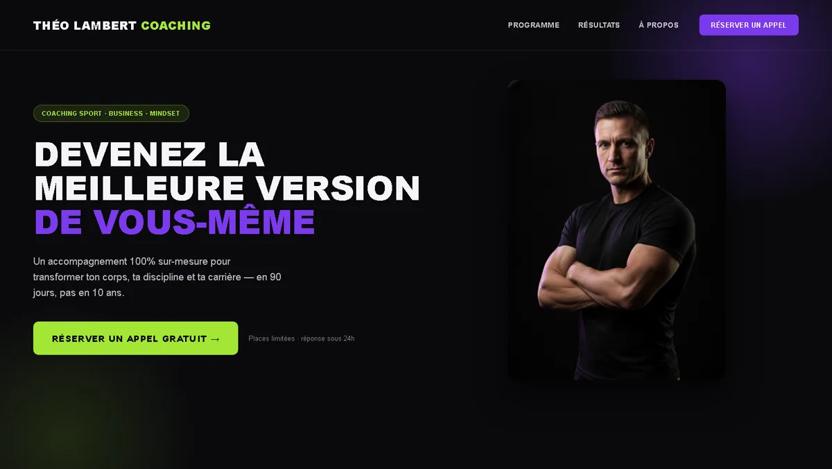 Maquette landing page coach