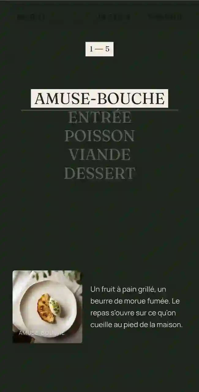 Récolte — table du chef, version mobile